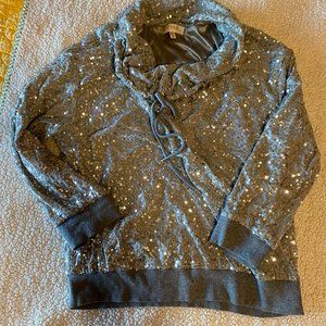 Silver Sequin Cowl Neck Sweater